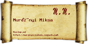 Murányi Miksa névjegykártya